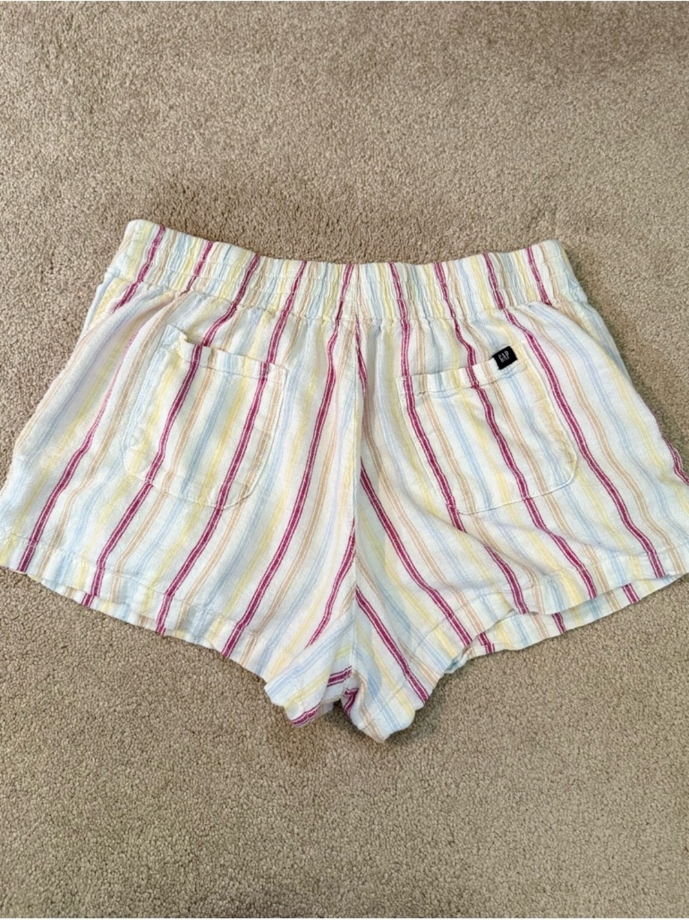 GAP White linen shorts Women's multicolored Striped Shorts - Picture 5 of 6